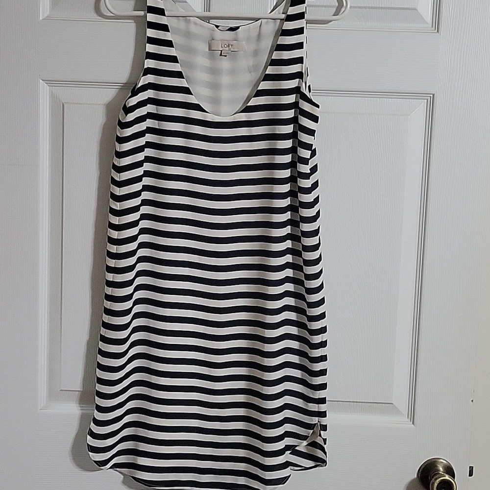Ann Taylor Loft Navy & White Striped Lined Sheath Dress – Women’s XS